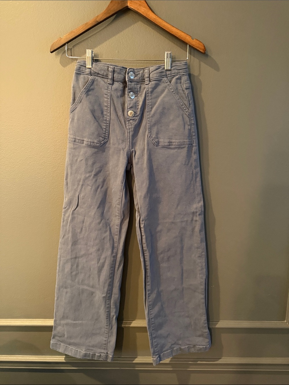 Mango Girl's Button-Fly Chinos in Light Blue